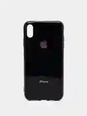 Черный чехол силиконовый для iPhone Xs Max, цветной, с глянцевой рамкой и логотипом