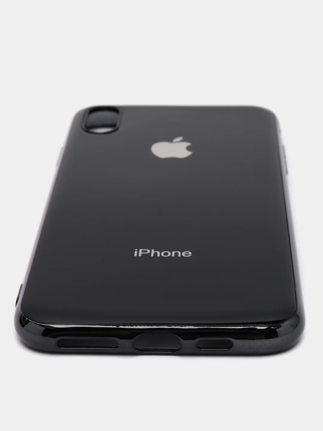 Черный чехол силиконовый для iPhone Xs Max, цветной, с глянцевой рамкой и логотипом