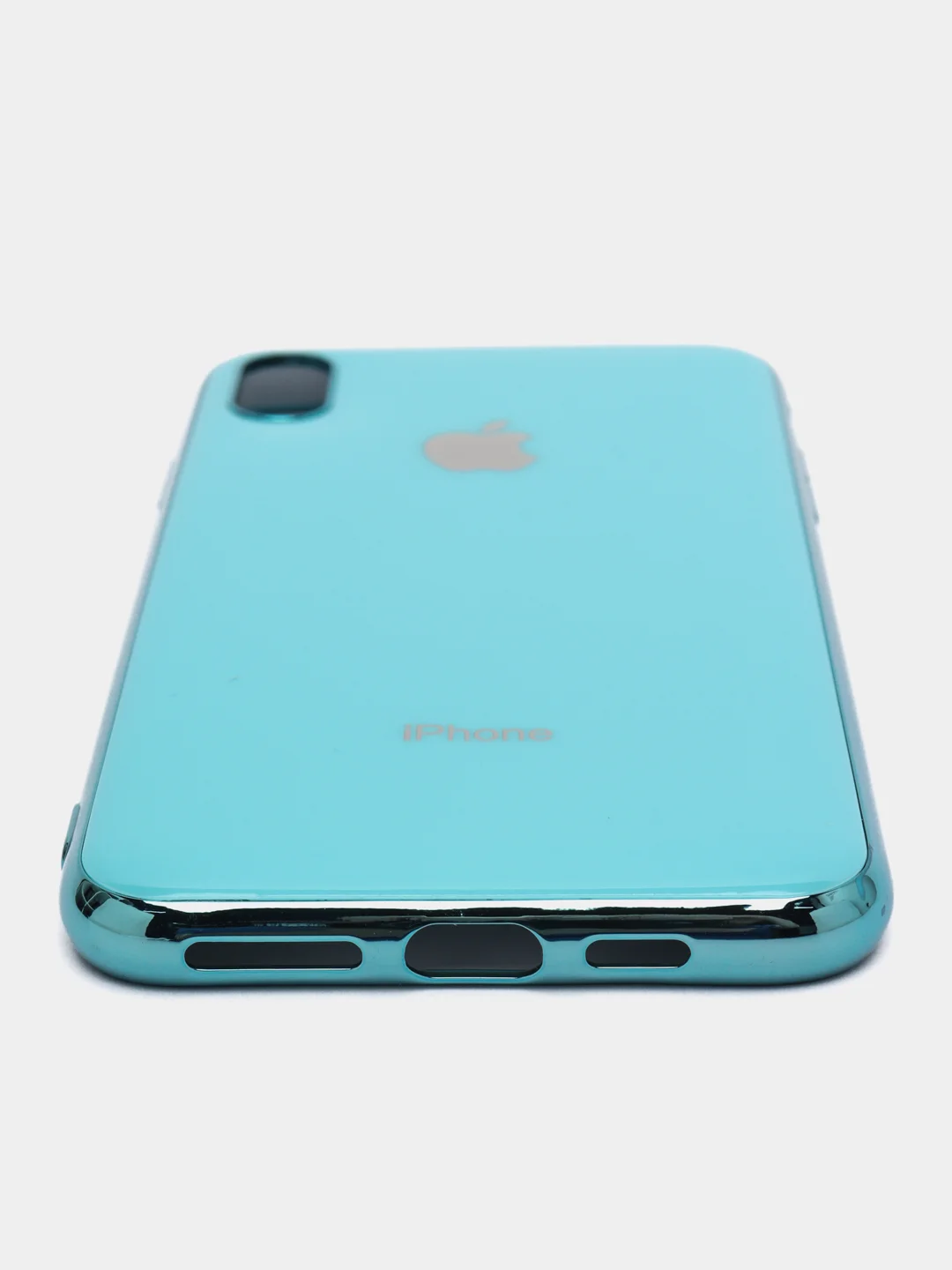 Голубой чехол силиконовый для iPhone Xs Max, цветной, с глянцевой рамкой и логотипом