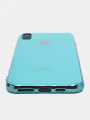 Голубой чехол силиконовый для iPhone Xs Max, цветной, с глянцевой рамкой и логотипом