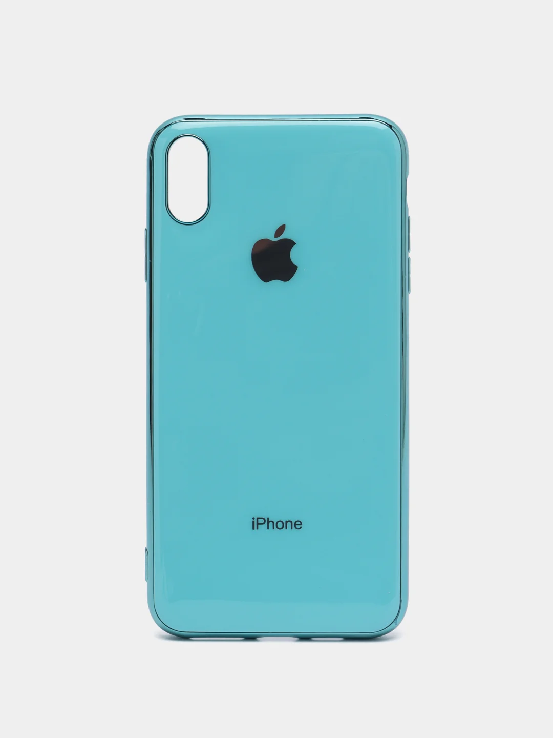 Голубой чехол силиконовый для iPhone Xs Max, цветной, с глянцевой рамкой и логотипом