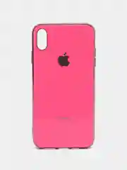 Фуксия чехол силиконовый для iPhone Xs Max, цветной, с глянцевой рамкой и логотипом