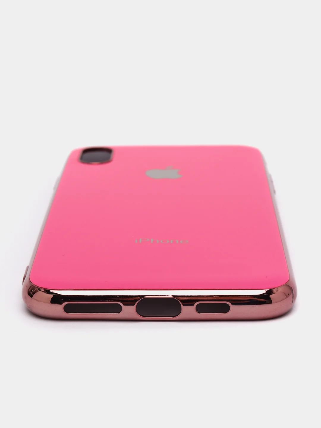 Фуксия чехол силиконовый для iPhone Xs Max, цветной, с глянцевой рамкой и логотипом