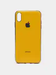 Горчичный чехол силиконовый для iPhone Xs Max, цветной, с глянцевой рамкой и логотипом
