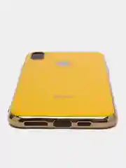Горчичный чехол силиконовый для iPhone Xs Max, цветной, с глянцевой рамкой и логотипом