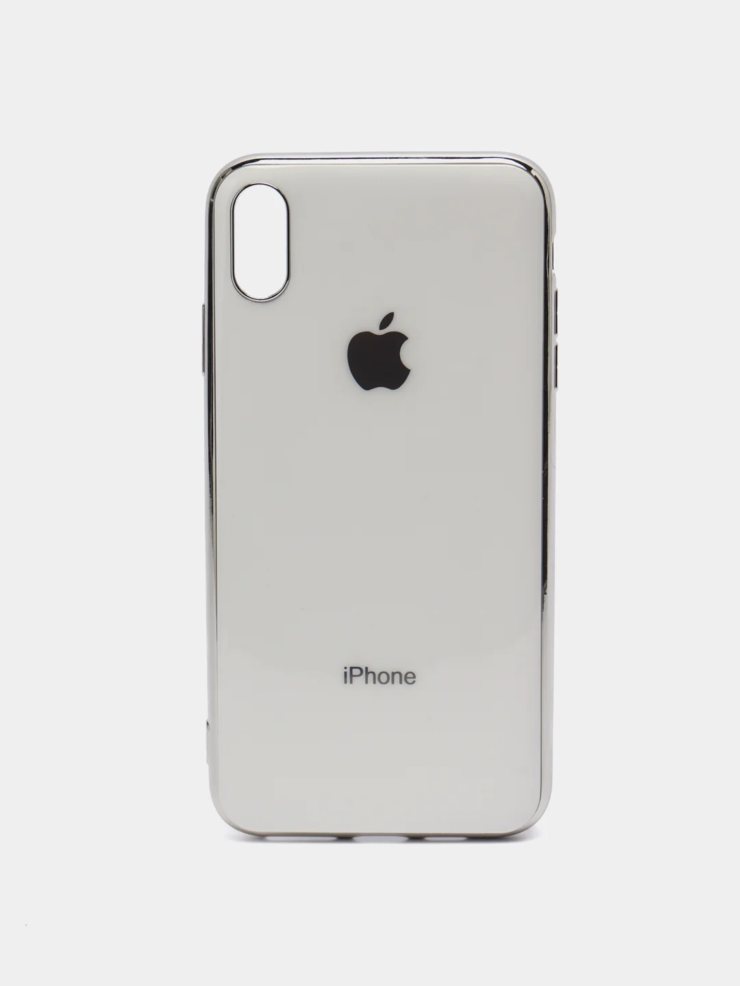 Белый чехол силиконовый для iPhone Xs Max, цветной, с глянцевой рамкой и логотипом
