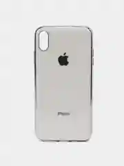 Белый чехол силиконовый для iPhone Xs Max, цветной, с глянцевой рамкой и логотипом