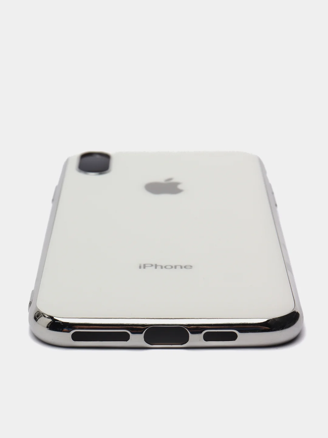 Белый чехол силиконовый для iPhone Xs Max, цветной, с глянцевой рамкой и логотипом