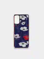 Темно-синий чехол Xiaomi Poco M3 Pro, Redmi Note 10T силиконовый с мраморным рисунком и цветами