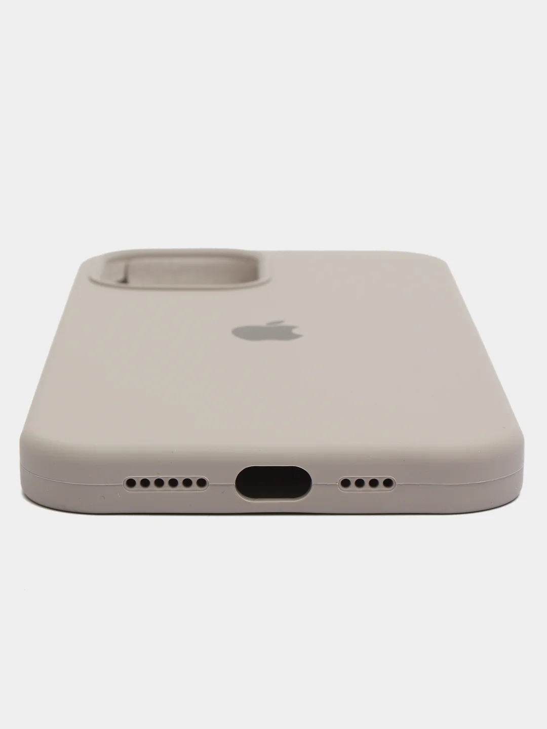 Серый чехол для iPhone 12 Pro Max 6.7" Silicone Case закрытый низ с логотипом