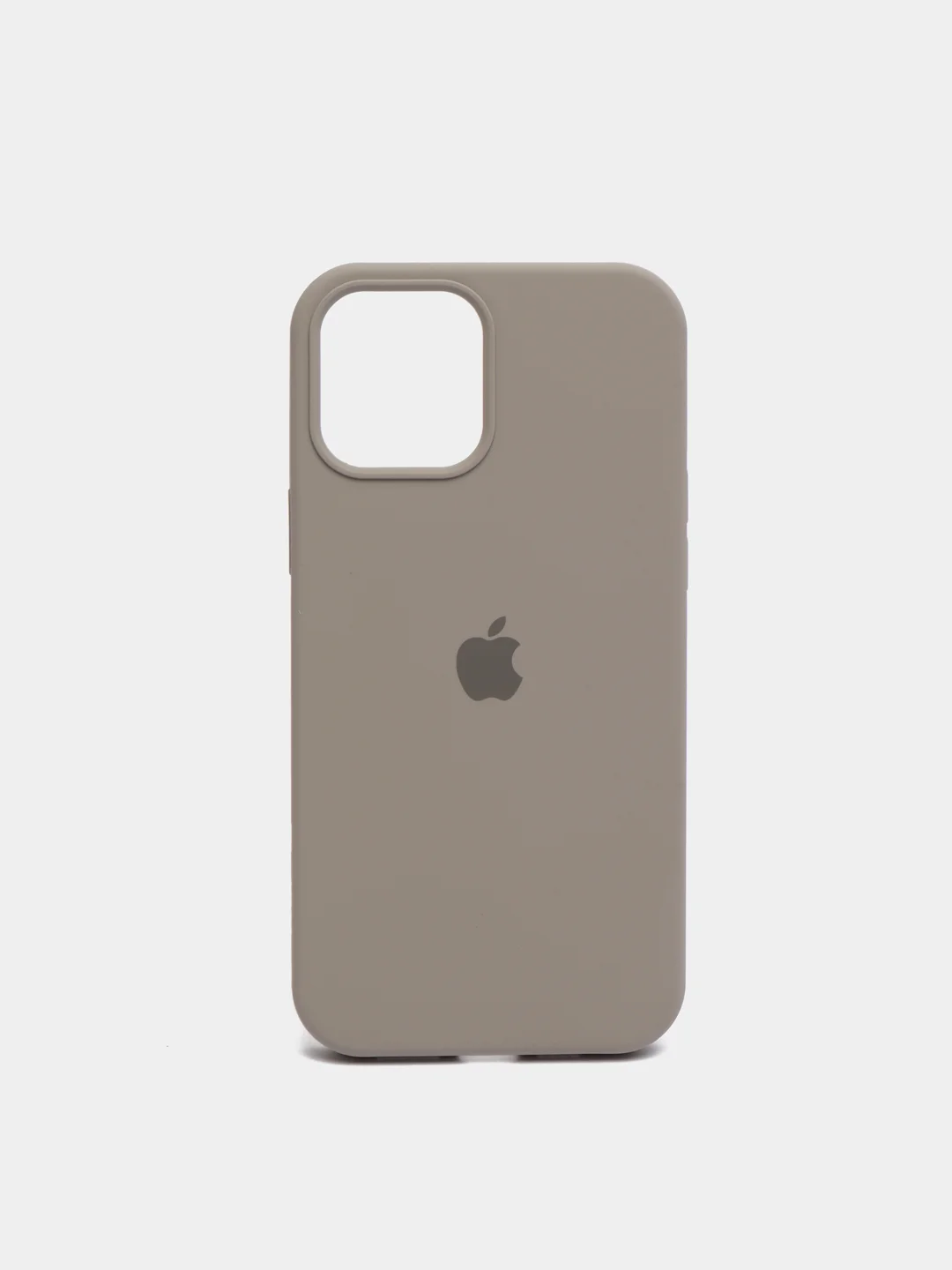 Серый чехол для iPhone 12 Pro Max 6.7" Silicone Case закрытый низ с логотипом