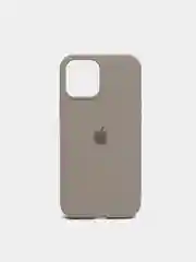 Серый чехол для iPhone 12 Pro Max 6.7" Silicone Case закрытый низ с логотипом