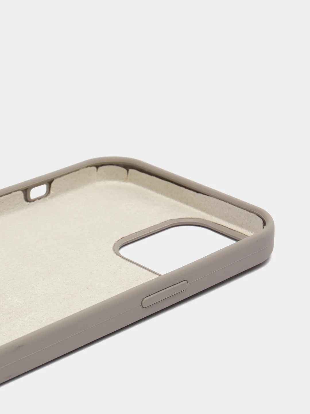 Серый чехол для iPhone 12 Pro Max 6.7" Silicone Case закрытый низ с логотипом