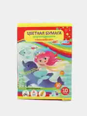 Бумага цветная, двухсторонняя, А4, 10 листов, 10 цветов, золото и серебро