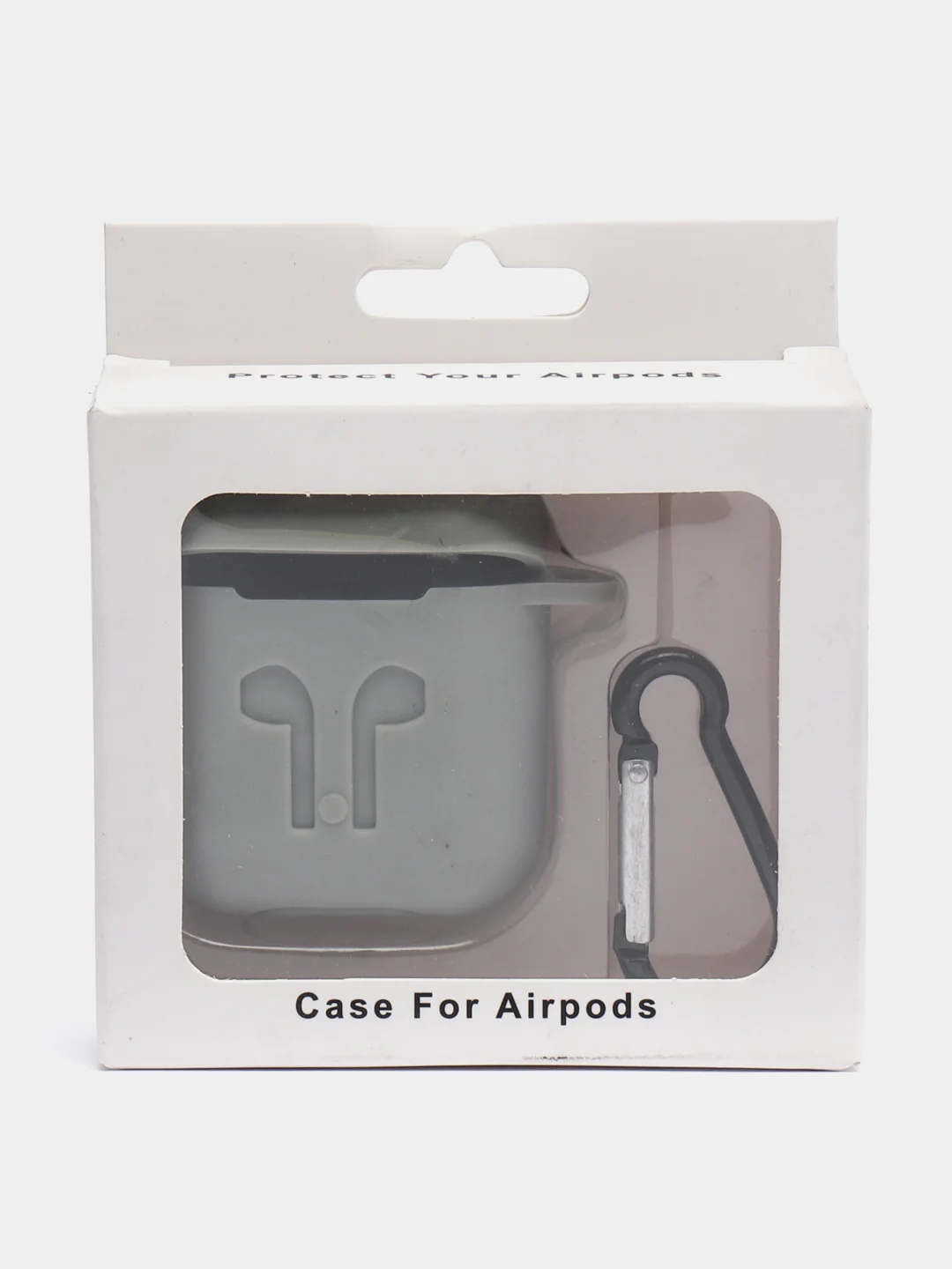 Белый чехол для AirPods c карабином