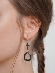 Длинные серьги с крестиком и подвеской из керамики, Xuping, цвет серебро