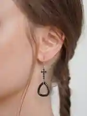 Длинные серьги с крестиком и подвеской из керамики, Xuping, цвет серебро