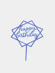 Синий топпер для торта Happy birthday (С днем рождения)