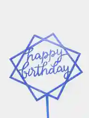 Синий топпер для торта Happy birthday (С днем рождения)