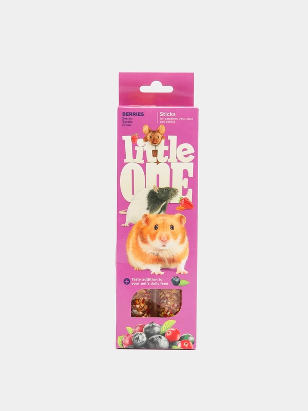 Лакомство для хомяков, крыс, мышей и песчанок Little One "Sticks", с ягодами, 2 х 60 г