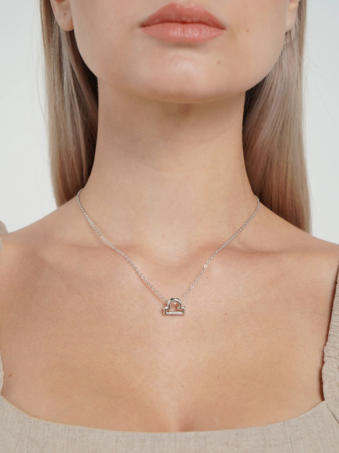 Серый металлик цепочка с подвеской "Знаки зодиака", серебряная, с открыткой
