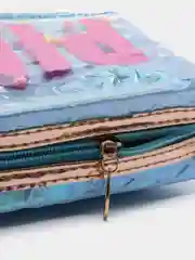Голубой косметичка PINK на молнии с бусинами