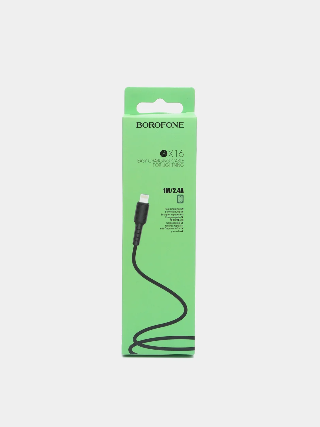 Черный кабель Borofone BX16 для Lightning, Micro-USB, Type-C, от 2.4A до 3.0A, 1м