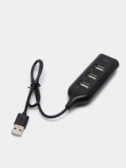 USB-концентратор USB 2.0 на 4 порта/ USB разветвитель/ USB-ХАБ черный/USB Hub