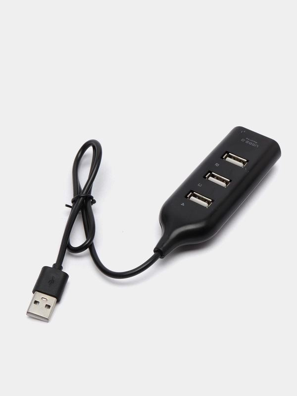 USB-концентратор USB 2.0 на 4 порта/ USB разветвитель/ USB-ХАБ черный/USB Hub