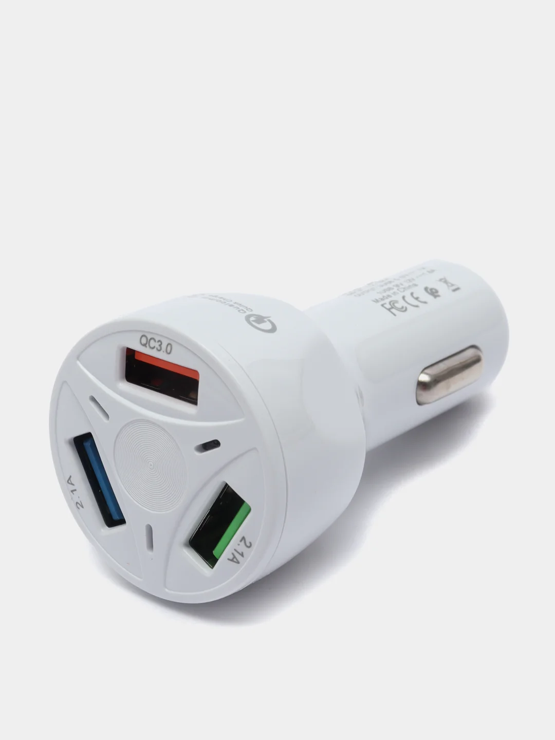 Белый автомобильное зарядное устройство Qualcomm QC 3.0 - 3USB