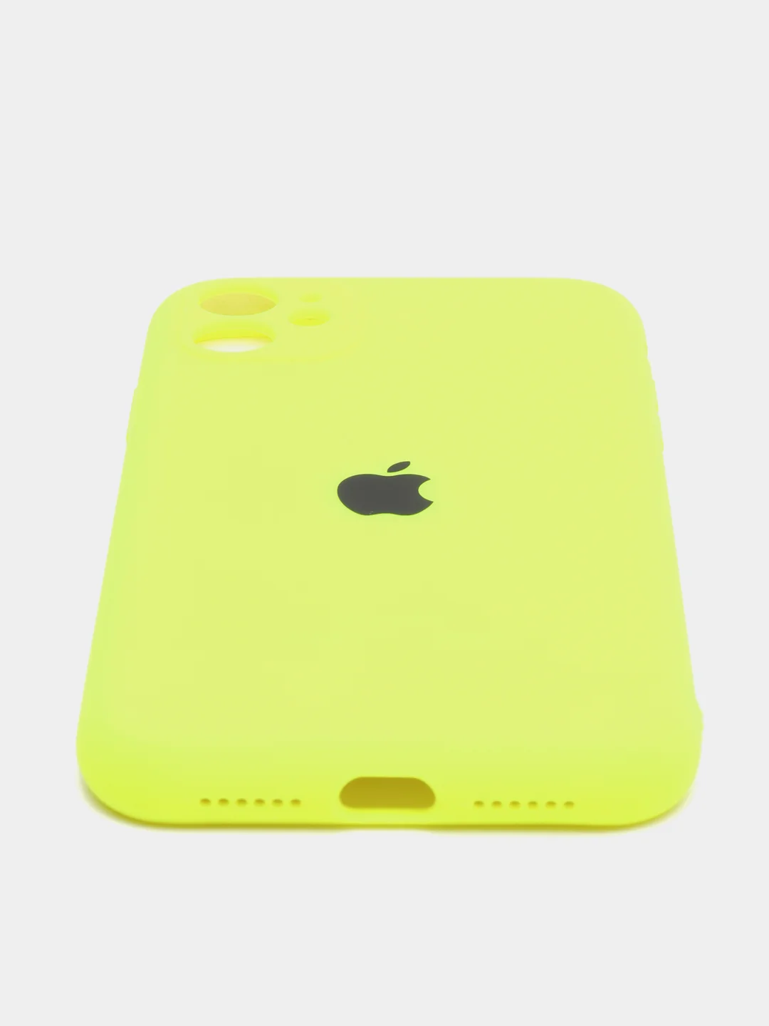 Лимонный силиконовый чехол iPhone 11, Silicone Case, с закрытым низом и защитой камеры