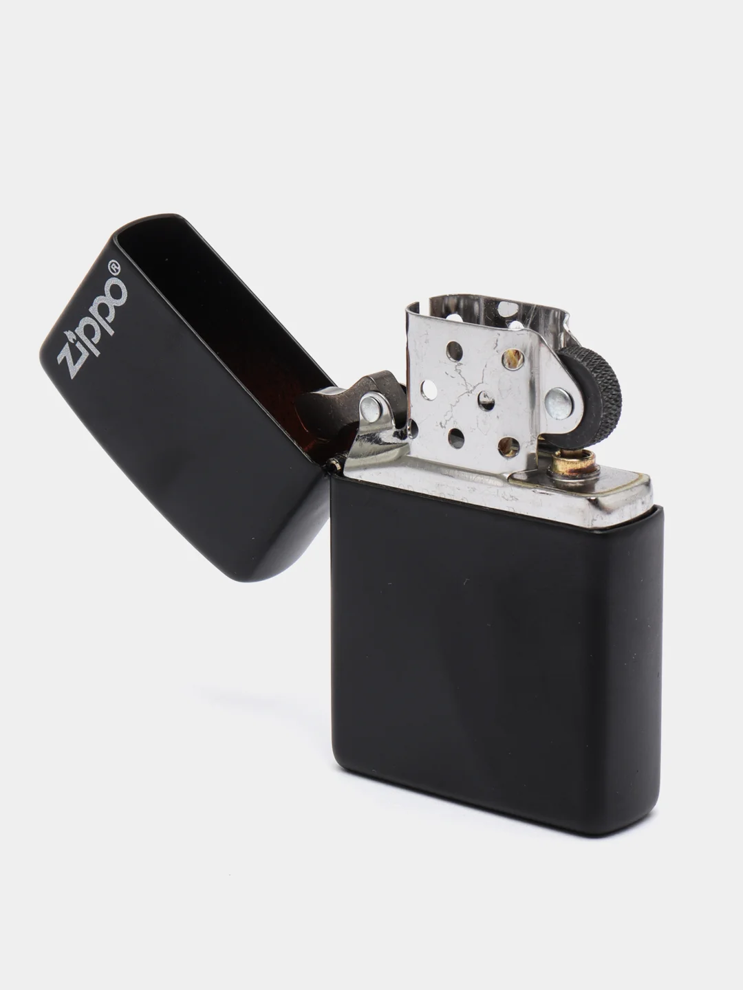 Зажигалка бензиновая Zippo 218 ZL Черный с лого (покрытие Black Matte)