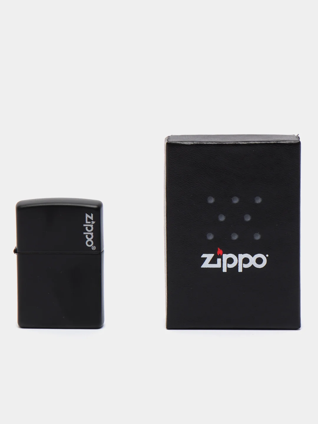 Зажигалка бензиновая Zippo 218 ZL Черный с лого (покрытие Black Matte)