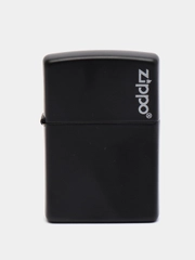 Зажигалка бензиновая Zippo 218 ZL Черный с лого (покрытие Black Matte)