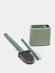 Зеленый ершик для унитаза с щеткой