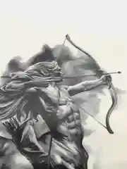 Красный временная переводная татуировка "Воины, птицы, черепа и др.",  21х15 см