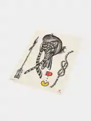Голубой временная переводная татуировка "Воины, птицы, черепа и др.",  21х15 см