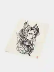Золотой временная переводная татуировка "Воины, птицы, черепа и др.",  21х15 см