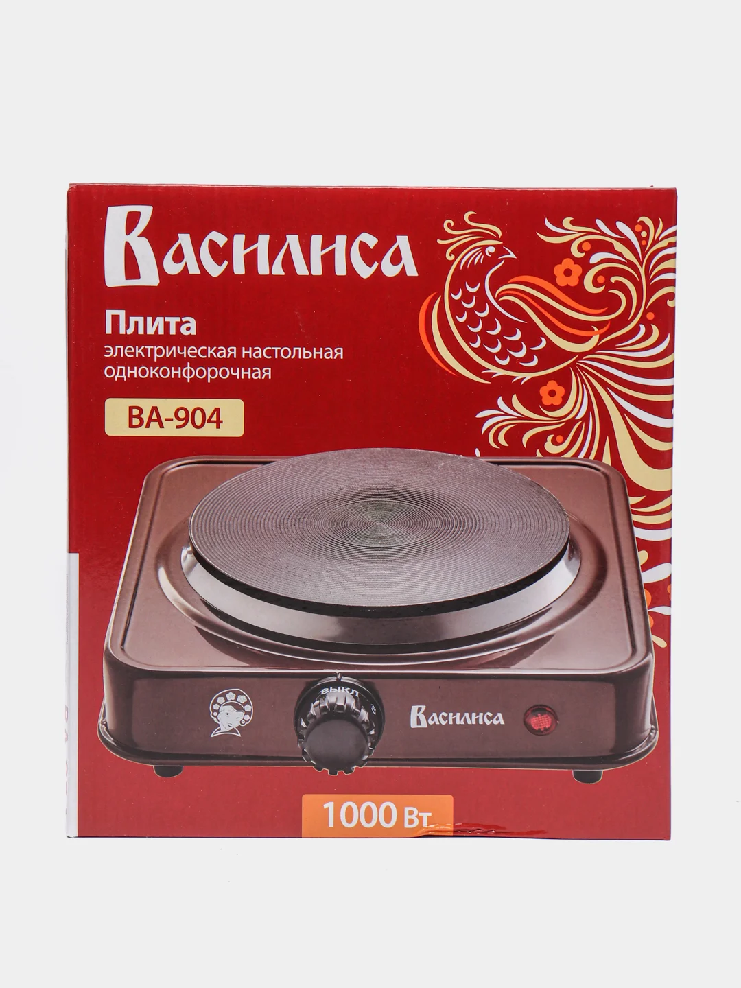 Электрическая плита Василиса ВА-904, диск, 1-х конфорочная, коричневая
