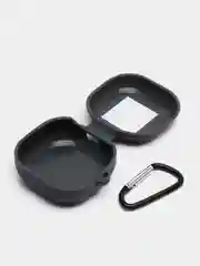 Тёмно-серый cиликоновый чехол для наушников Samsung Galaxy Buds Pro/Buds Live/Buds 2 с карабином