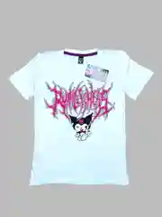 Белый футболка женская светящаяся Hello Kitty "Куроми", аниме Hunter, Evangelion, Атака титанов