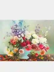 Лазурный алмазная мозаика 40 х 50 на подрамнике. Цветы и натюрморты