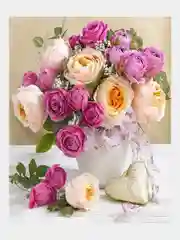 Коралловый алмазная мозаика без подрамника, 40 х 50, "Цветы и букеты"