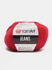 Красный пряжа YarnArt Jeans, 50 г, 160 м