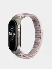Розовый ремешок на липучке для Xiaomi Mi Band 3, 4, 5, 6, 7 Сяоми Ми Банд