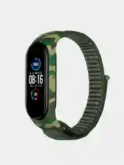 Зелёный хаки ремешок на липучке для Xiaomi Mi Band 3, 4, 5, 6, 7 Сяоми Ми Банд