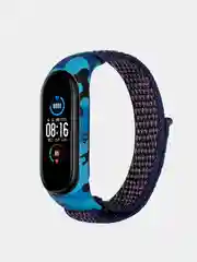 Темно-синий ремешок на липучке для Xiaomi Mi Band 3, 4, 5, 6, 7 Сяоми Ми Банд