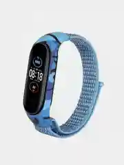 Светло-синий ремешок на липучке для Xiaomi Mi Band 3, 4, 5, 6, 7 Сяоми Ми Банд