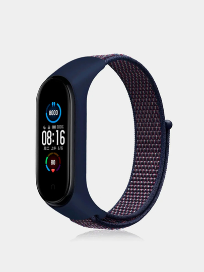 Ремешок на липучке для Xiaomi Mi Band 3, 4, 5, 6, 7 (Сяоми Ми Банд)
