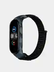 Тёмно-серый ремешок на липучке для Xiaomi Mi Band 3, 4, 5, 6, 7 Сяоми Ми Банд
